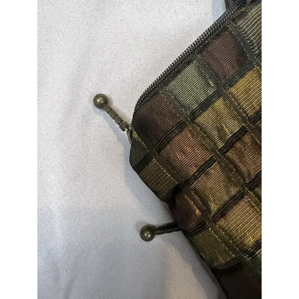 Maruca Boulder Colorado Woven Zip Shoulder‎ Bag Green Brown Excellent Condition